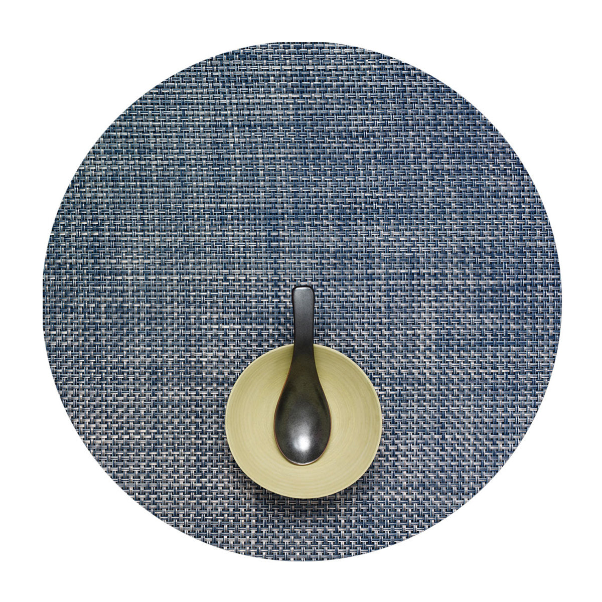 An image of Chilewich Basketweave 15" Round Placemat - Denim
