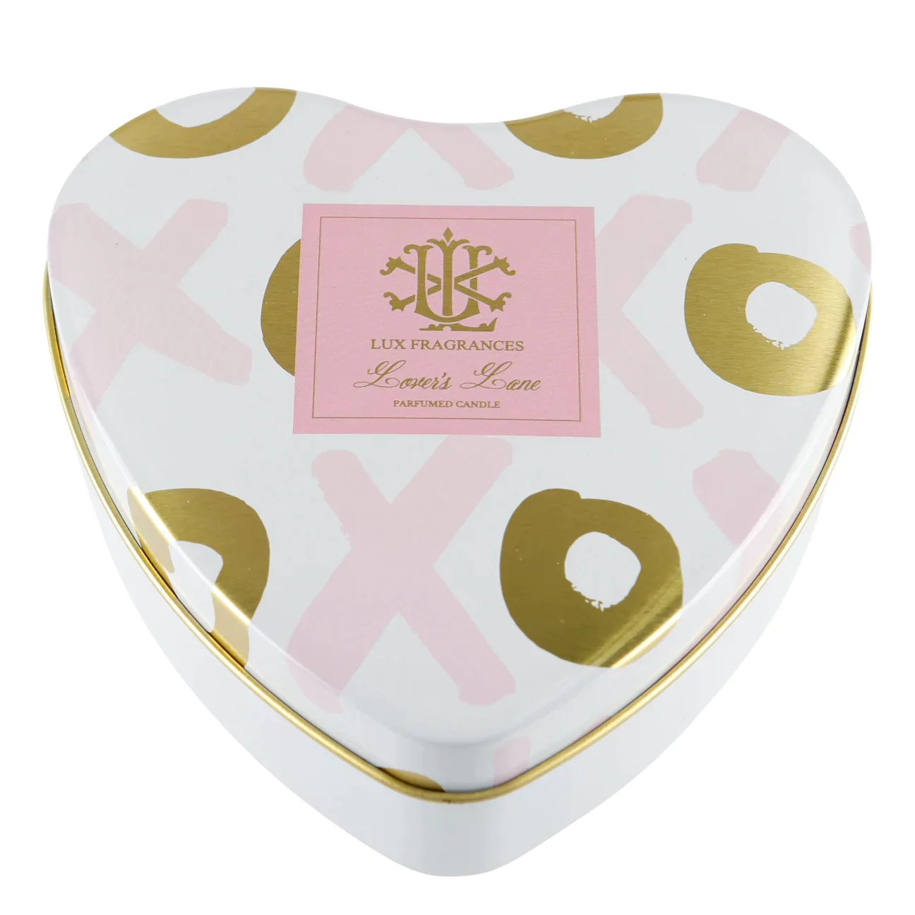 An image of Lux Fragrances Lover's Lane Heart Tin Candle