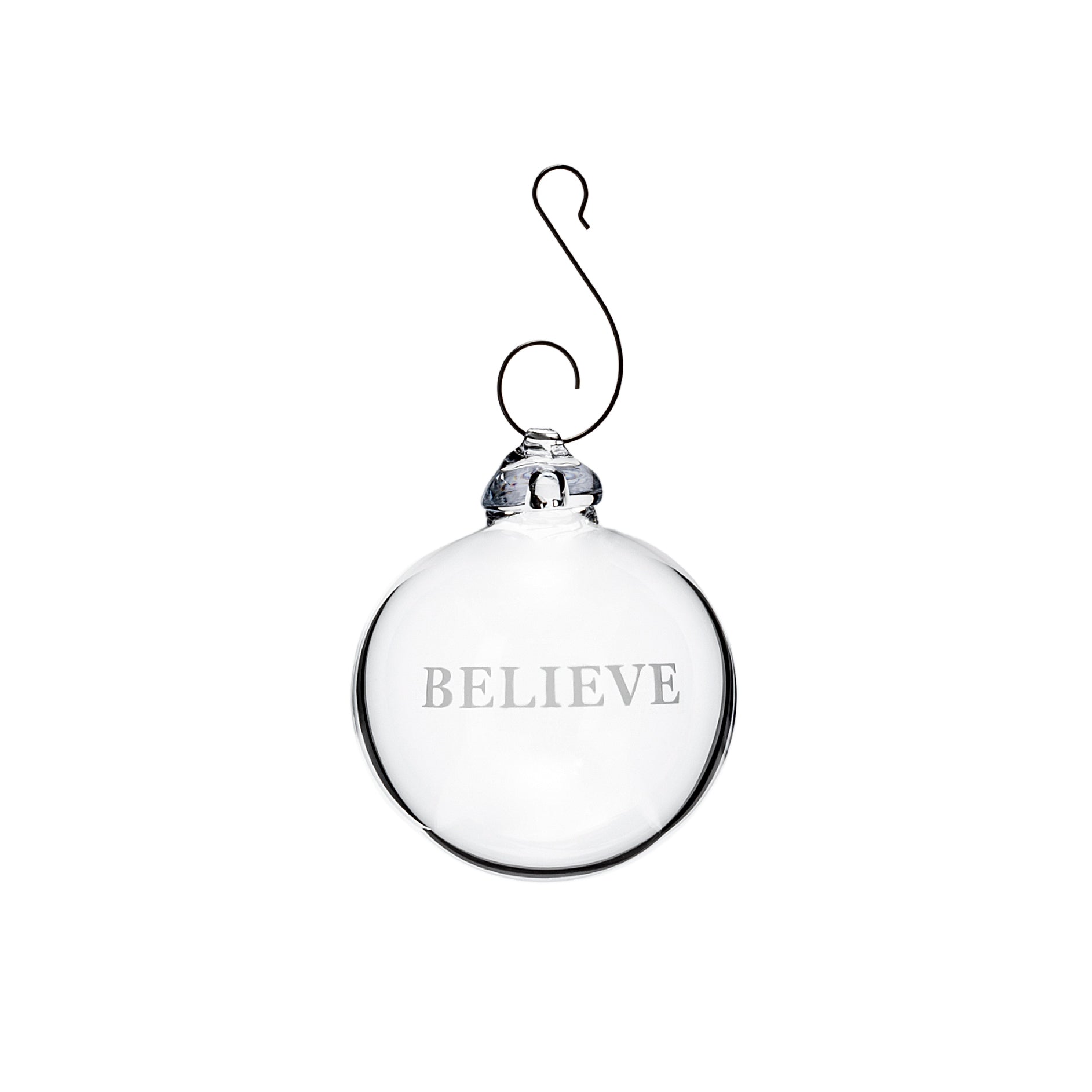Simon Pearce Engraved "Believe" Round Ornament