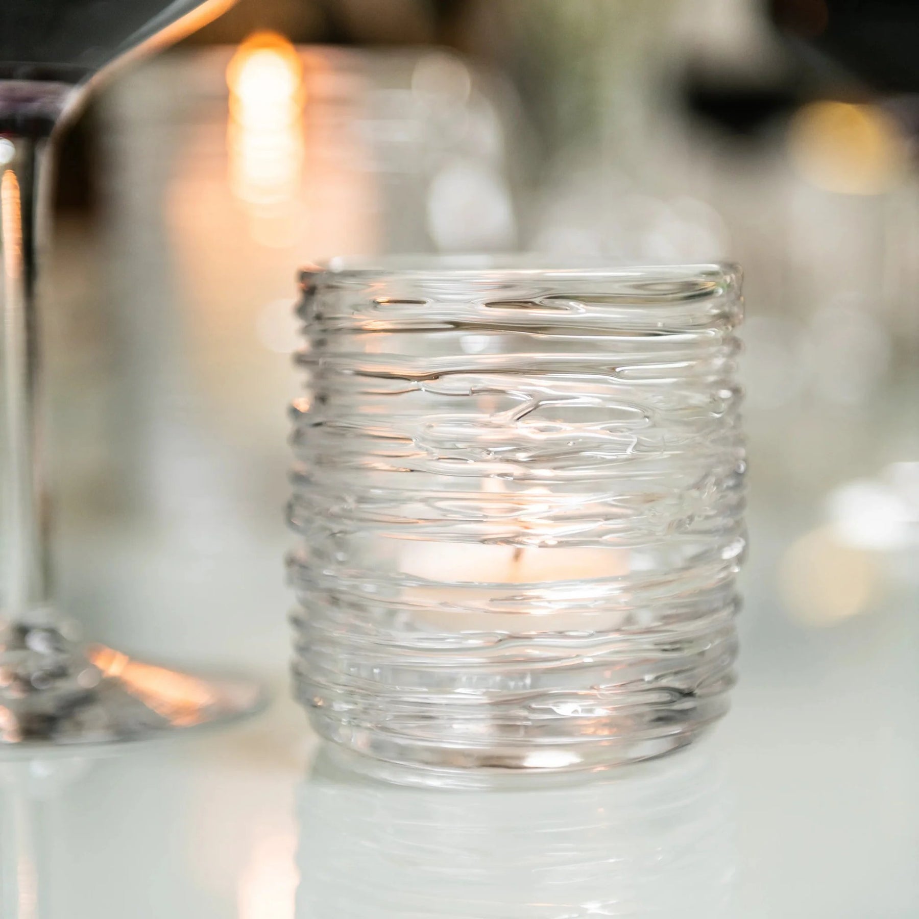 An image of Simon Pearce Echo Lake Tealight in Gift Box - Set of 2