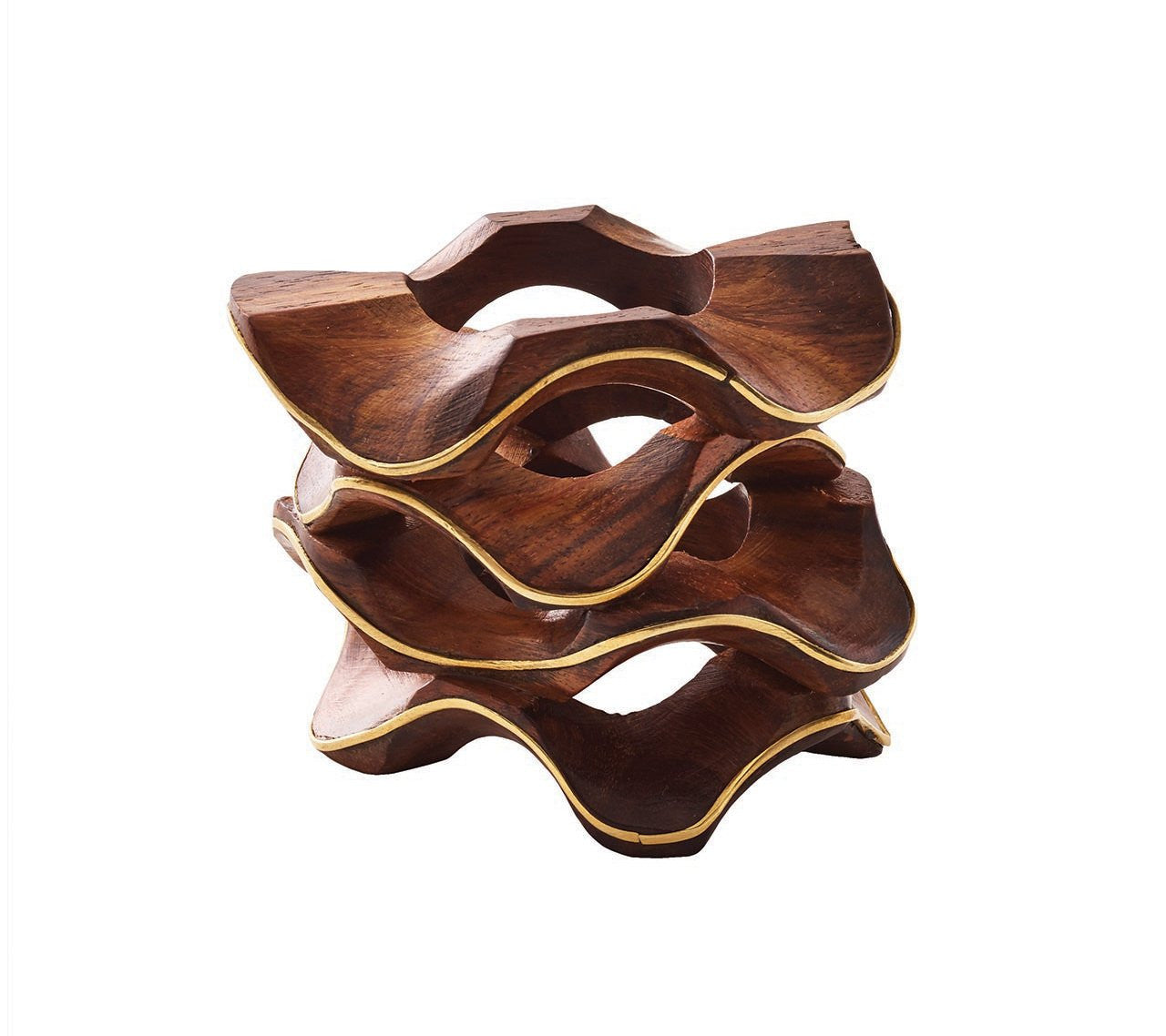 Kim Seybert Pavillon Napking Ring Brown, Gold Set of 4