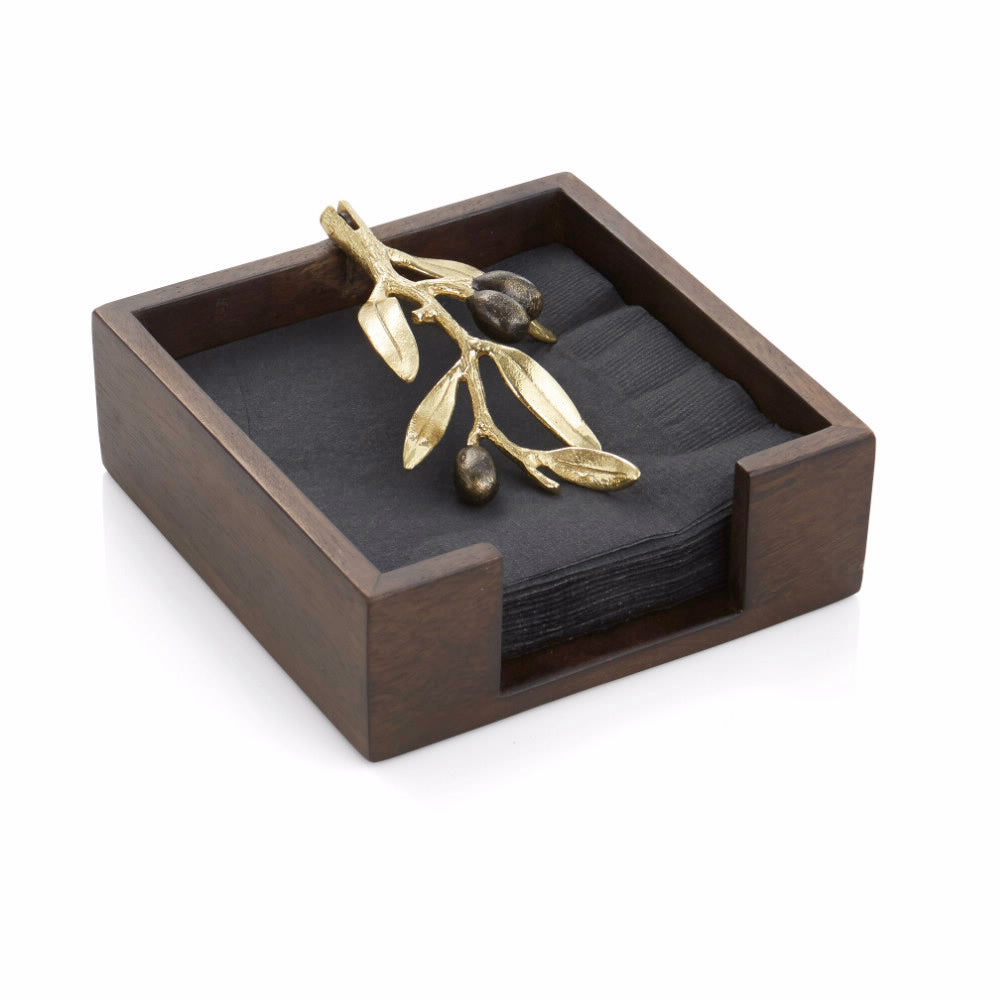 Michael Aram Olive Branch Gold Cocktail Napkin Holder