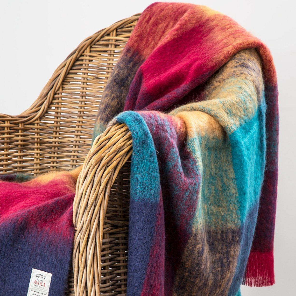 An image of Avoca Harriet Mohair Throw 56x72 - Multicolor