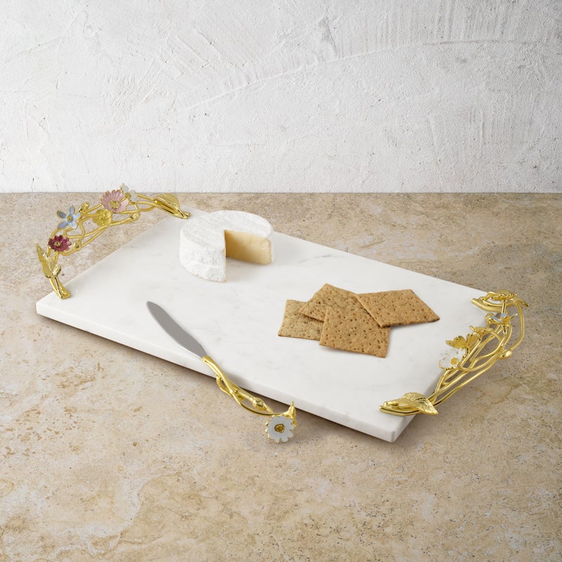 An image of Michael Aram Wildflowers - Cheese Board with Knife