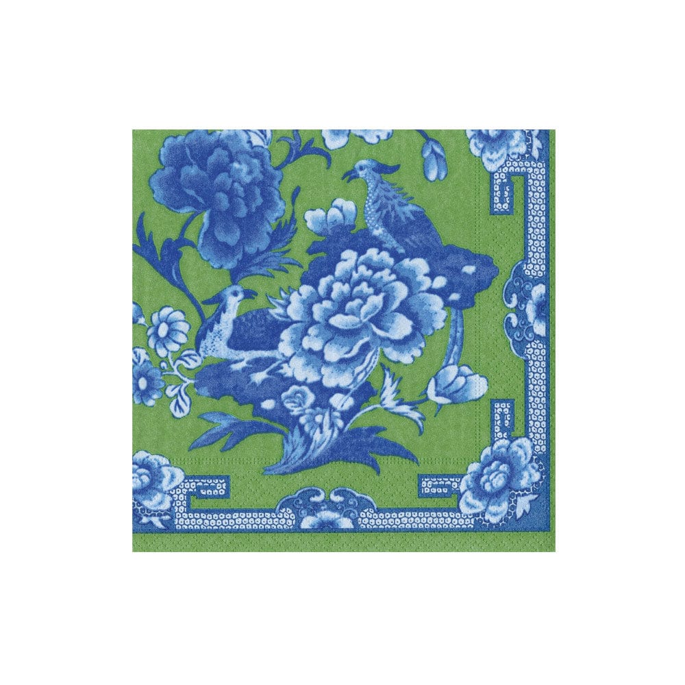 Caspari Green & Blue Plate Cocktail Napkins