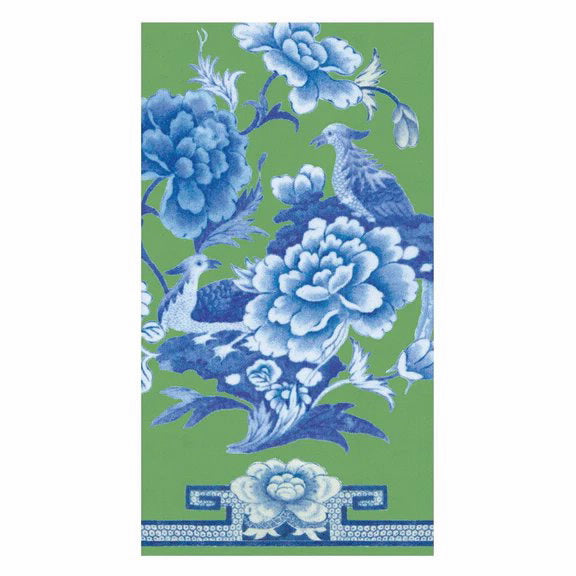 Caspari Green & Blue Plate Guest Towels