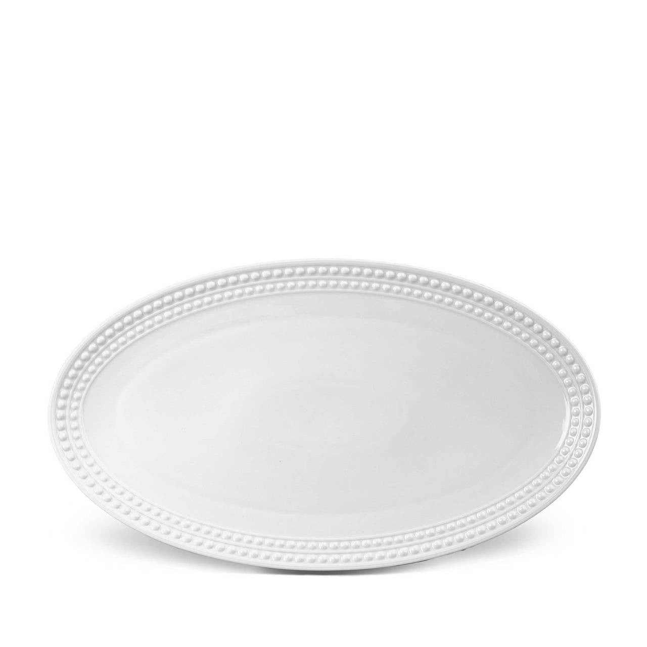 L'Objet Perlée Oval Platter White