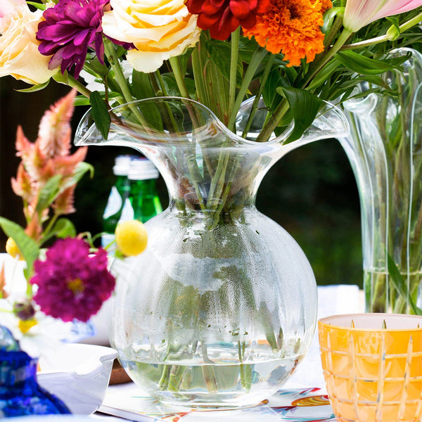An image of Vietri Hibiscus Glass Fluted Vase