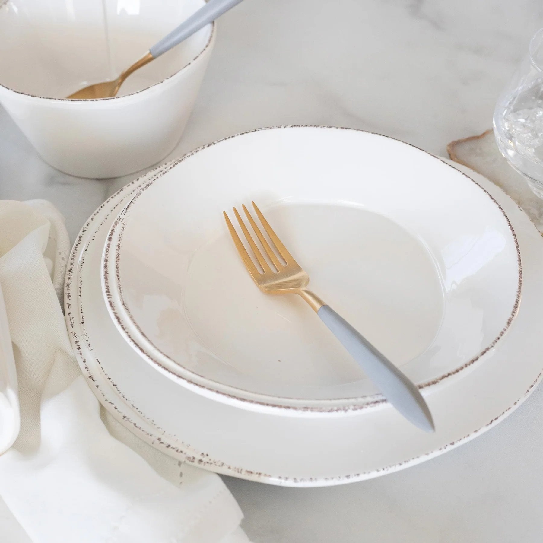 An image of Vietri White Lastra Pasta Bowl