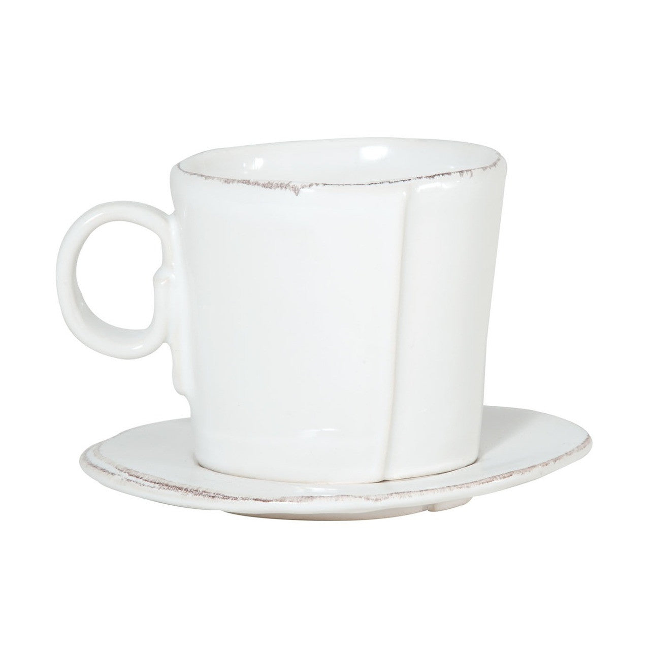 An image of Vietri Lastra White Espresso Cup And Saucer