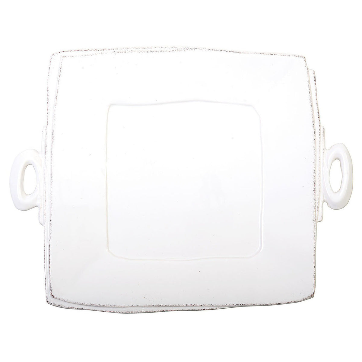 Vietri Lastra White Handled Square Platter