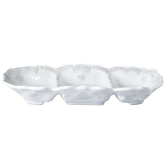 Vietri Incanto Stone Lace Medium Three Part Server