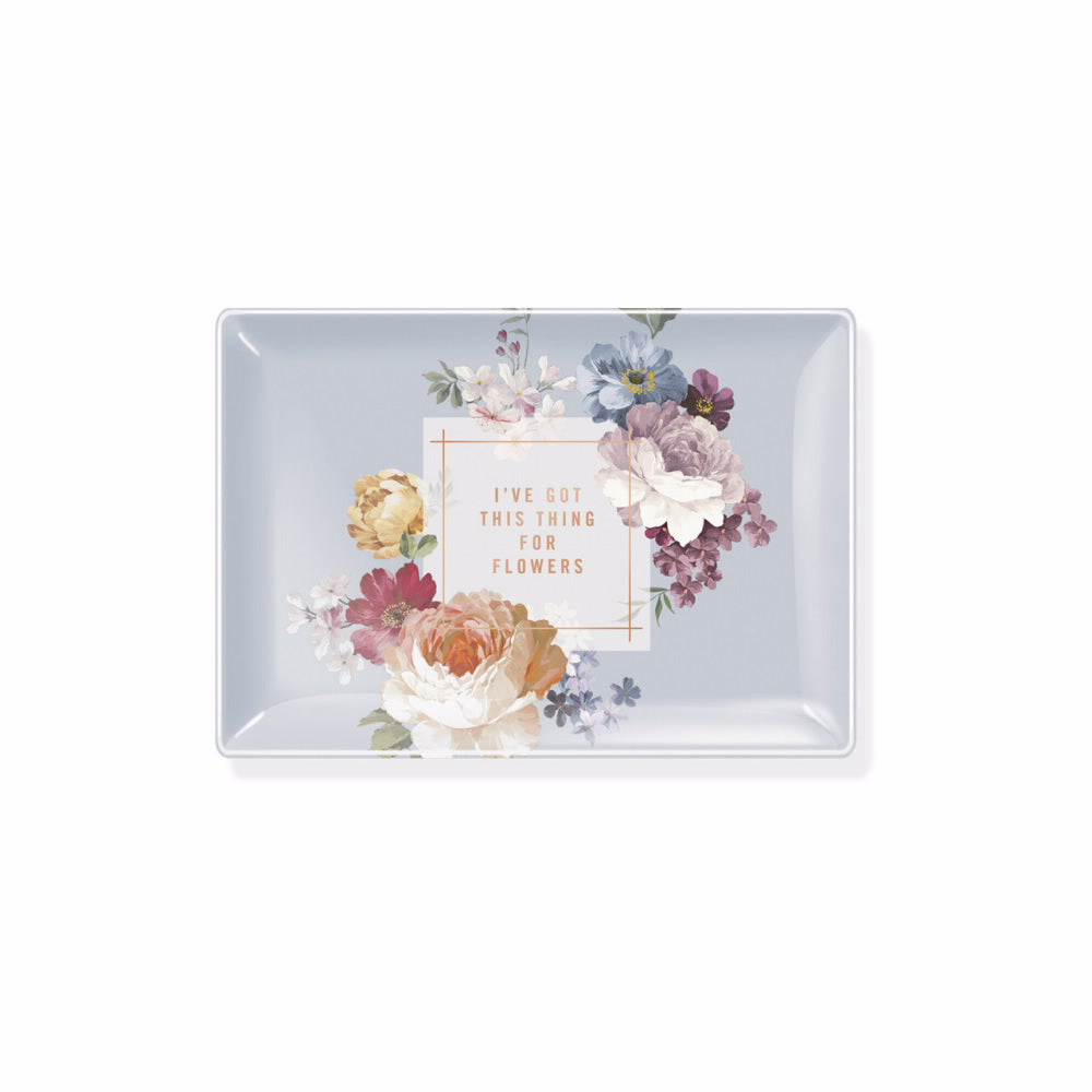 An image of Fringe Studio Rose Border Rectangular Glass Tray - Small