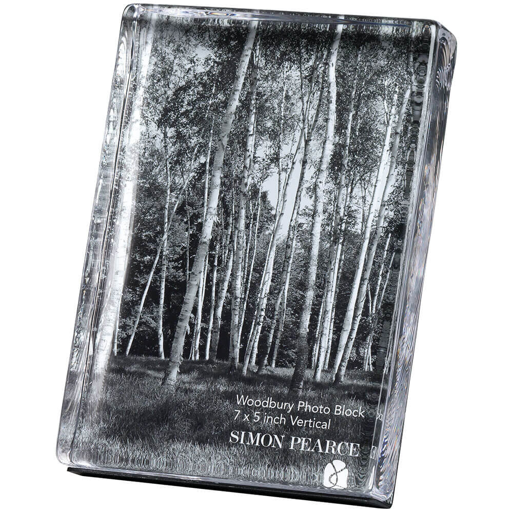 An image of Simon Pearce Woodbury Vertical Photo Block in Gift Box