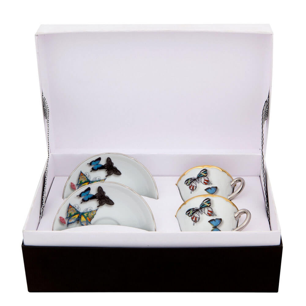 An image of Vista Alegre Christian LaCroix Butterfly Parade Espresso Cup & Saucer - Set of 2