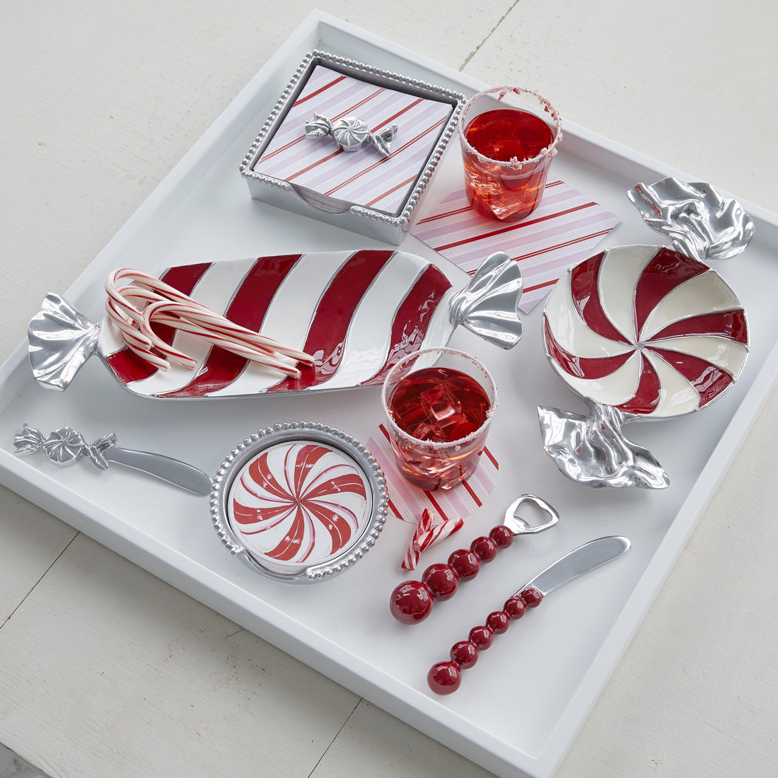Mariposa Red & White Candy Dish