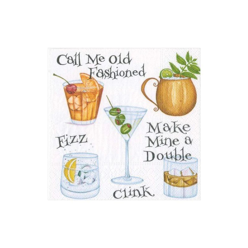 An image of Caspari Cocktail Hour Cocktail Napkins