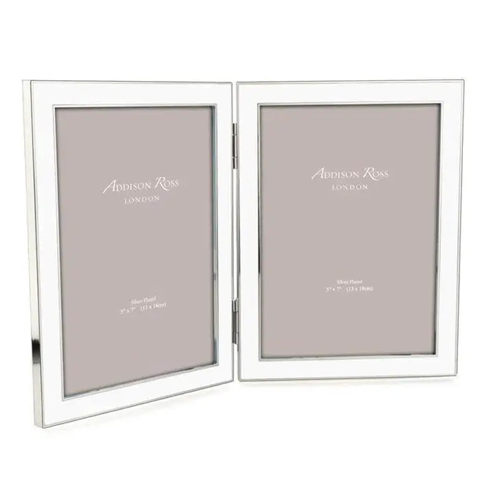 Addison Ross Double Enamel White with Silver Frame