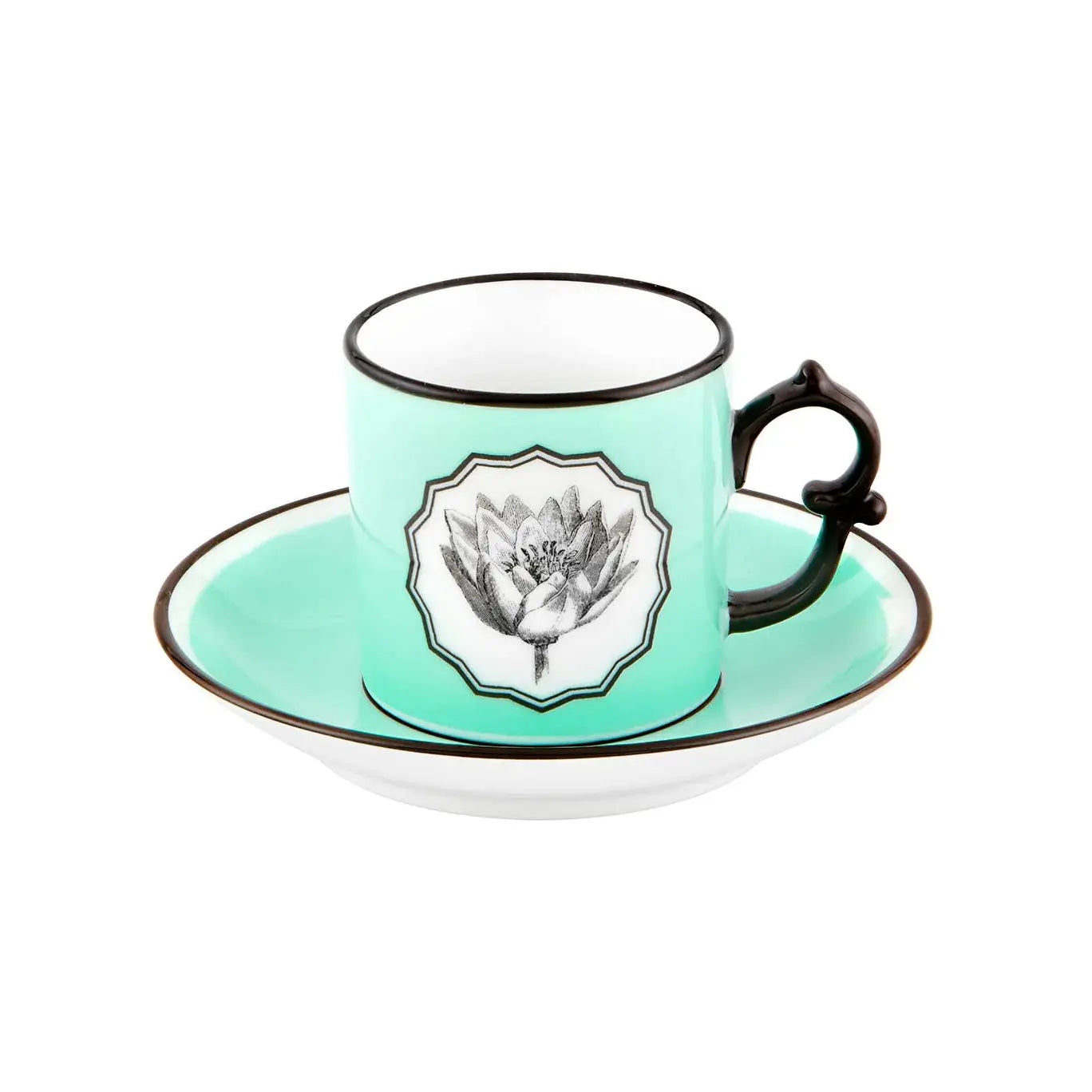 Vista Alegre Christian Lacroix Herbariae Green Coffee Cup and Saucer