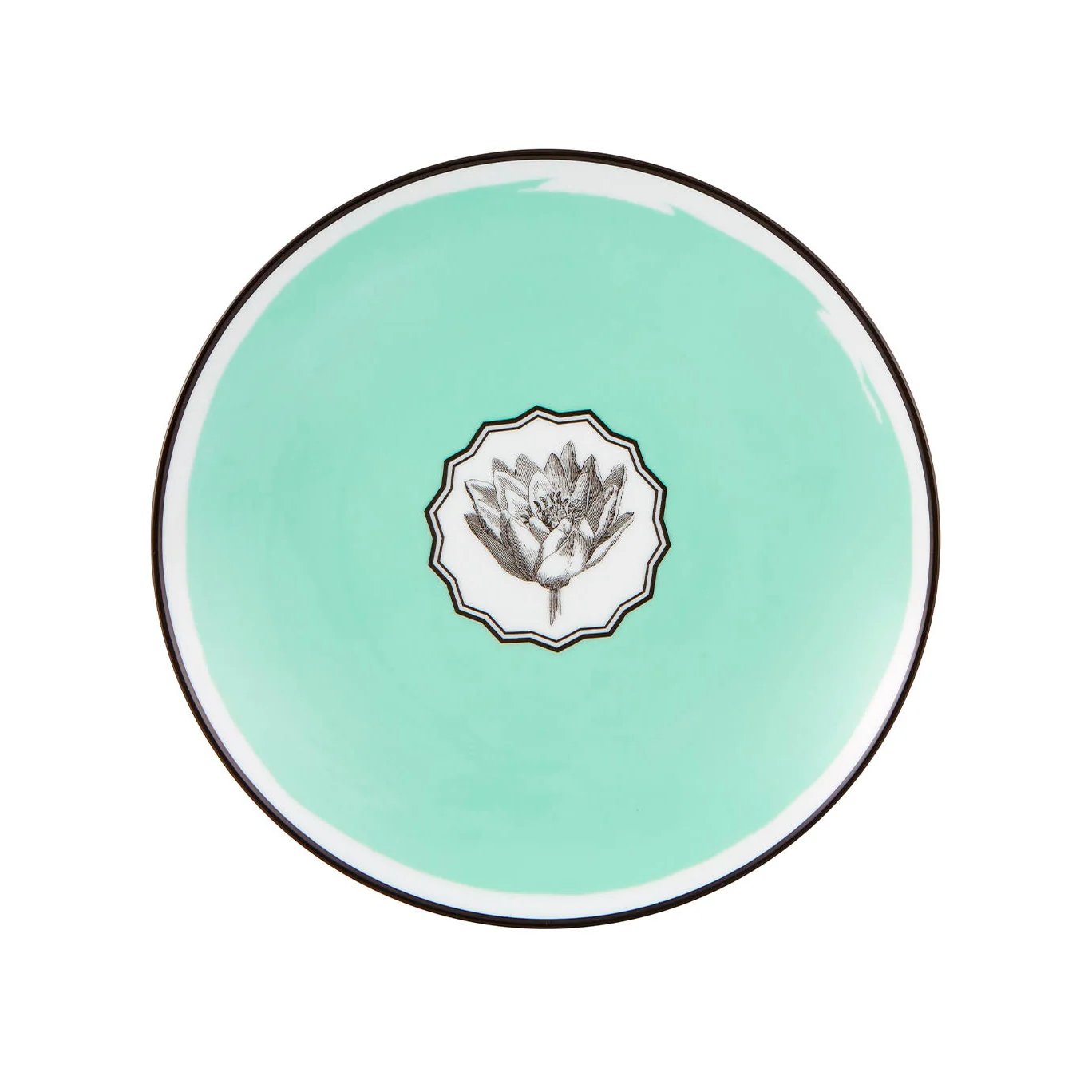 An image of Vista Alegre Christian Lacroix Herbariae Green Dessert Plate