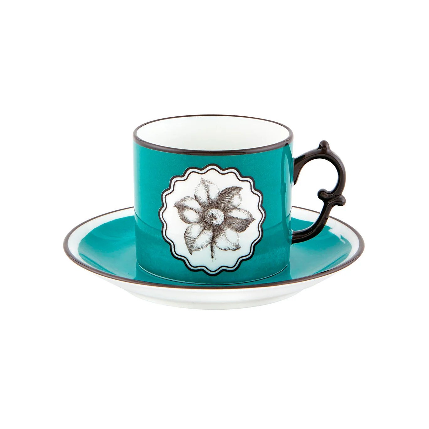 An image of Vista Alegre Christian Lacroix Herbariae Peacock Tea Cup & Saucer