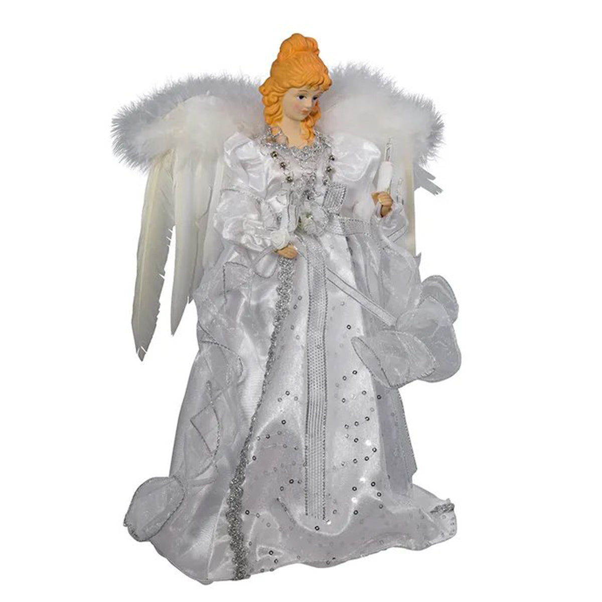 Kurt Adler 10-Light White and Silver Angel Treetop