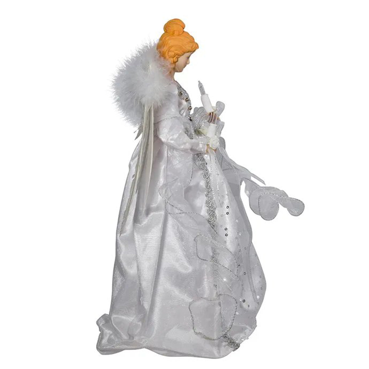 An image of Kurt Adler 10-Light White and Silver Angel Treetop