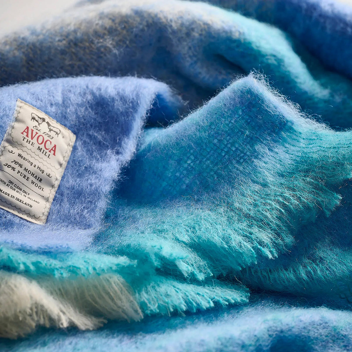 An image of Avoca M117 Mohair Throw 56x72 - Sky