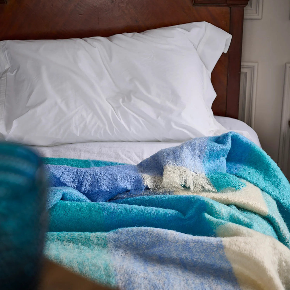 An image of Avoca M117 Mohair Throw 56x72 - Sky