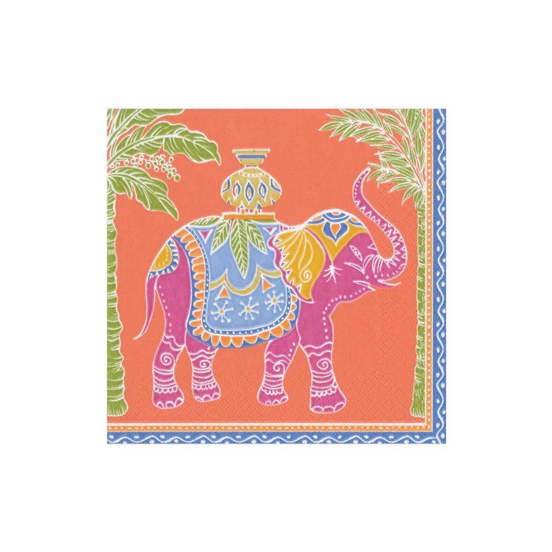 An image of Caspari Royal Elephant Cocktail Napkins