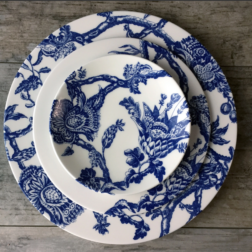 An image of Caskata Arcadia Blue Rimmed Salad