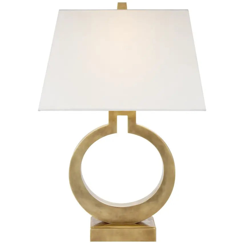 Visual Comfort Ring Form Large Table Lamp in Antique Burnish Brass