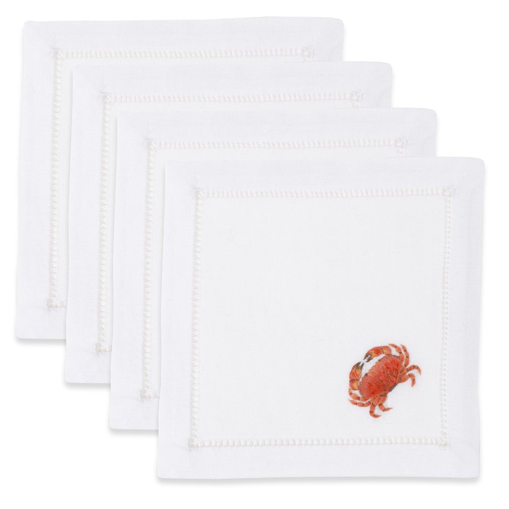Henry Handwork Crab Modern Cocktail Napkins - Set of 4