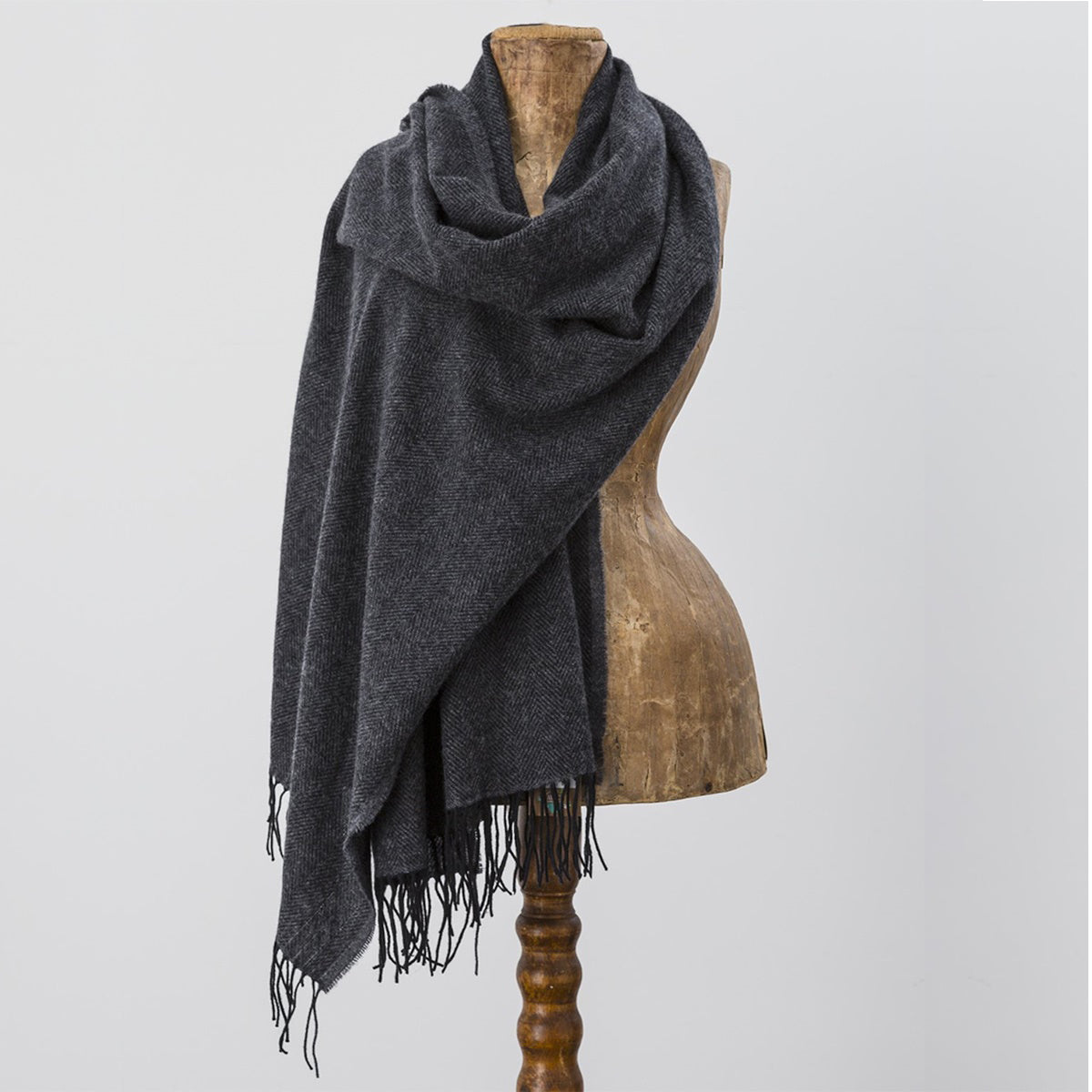 An image of Avoca Handweavers Sandymount Scarf - Grey, Black