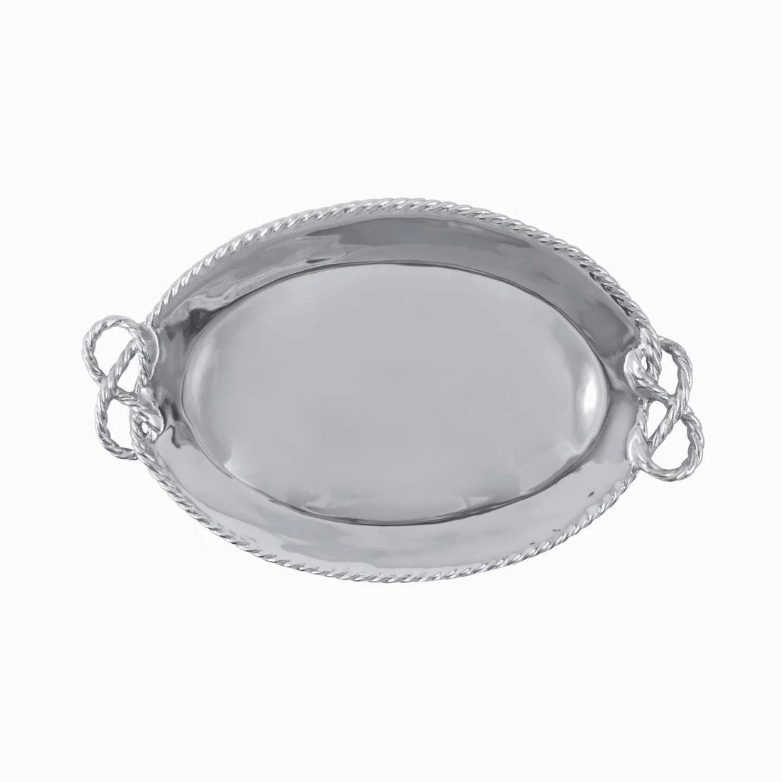 Mariposa Rope Knot Handled Oval Serving Tray