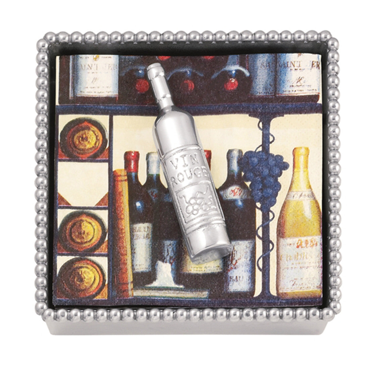 Mariposa Wine Bottle Beaded Napkin Box