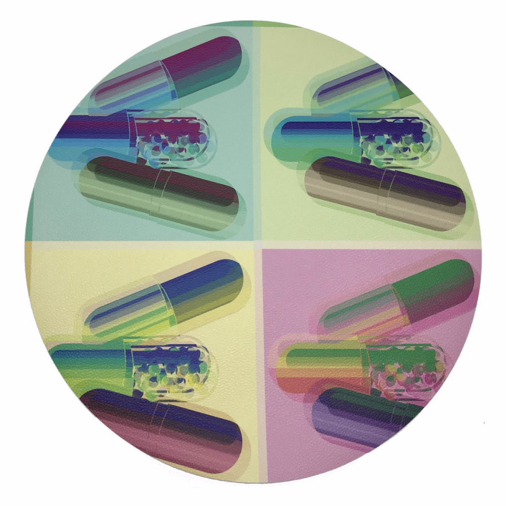 Nicolette Mayer Ode to Hurst Psychedelic Round Pebble Placemat