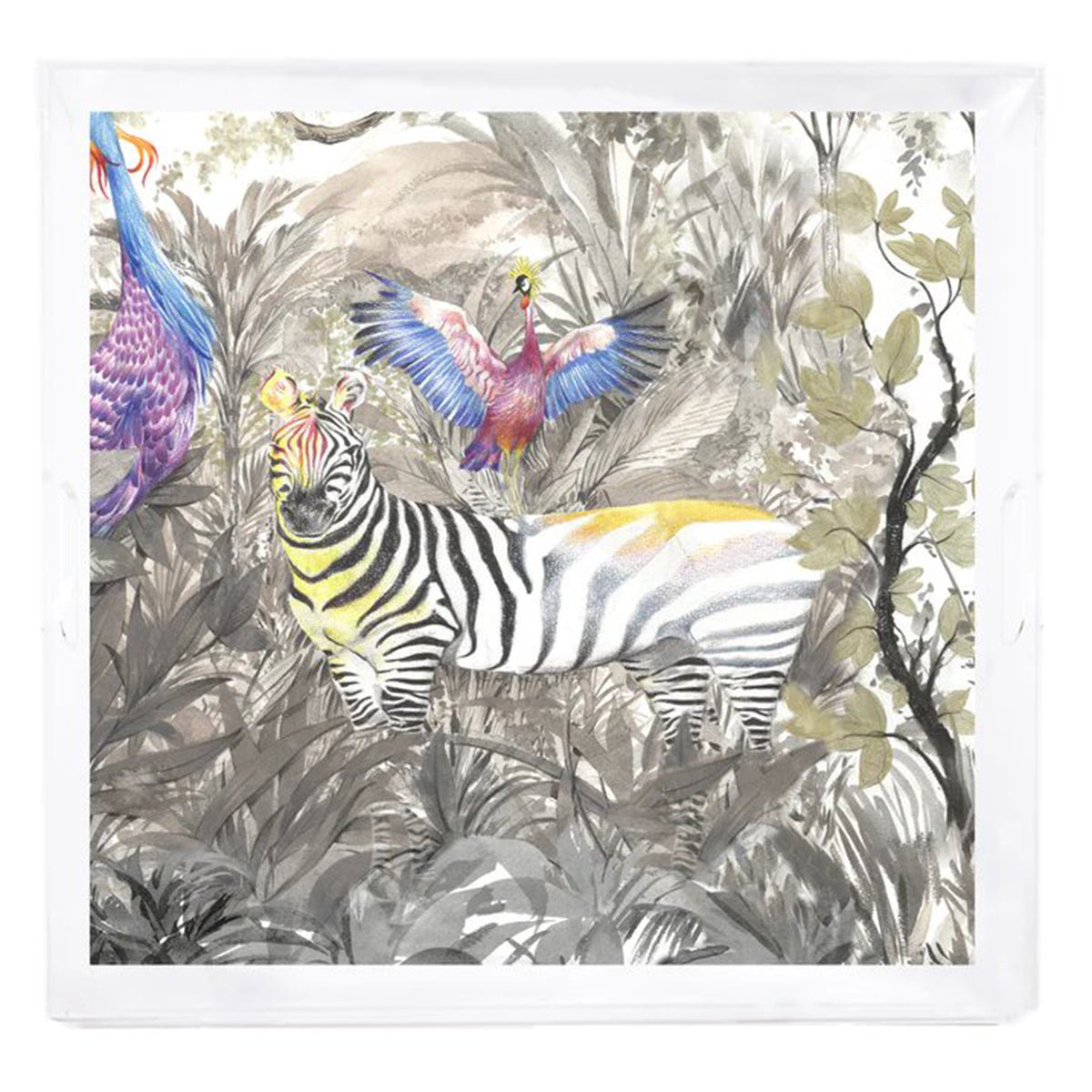 An image of Nicolette Mayer Arcadia Zebra Square Acrylic Tray