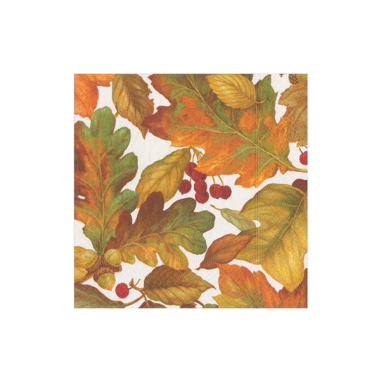 An image of Caspari Autumn Leaves Cocktail Napkins