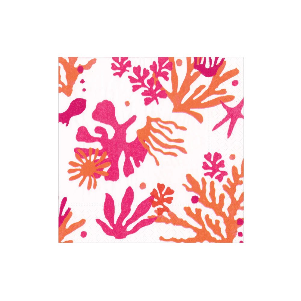 Caspari Matisse Coral Cocktail Napkins
