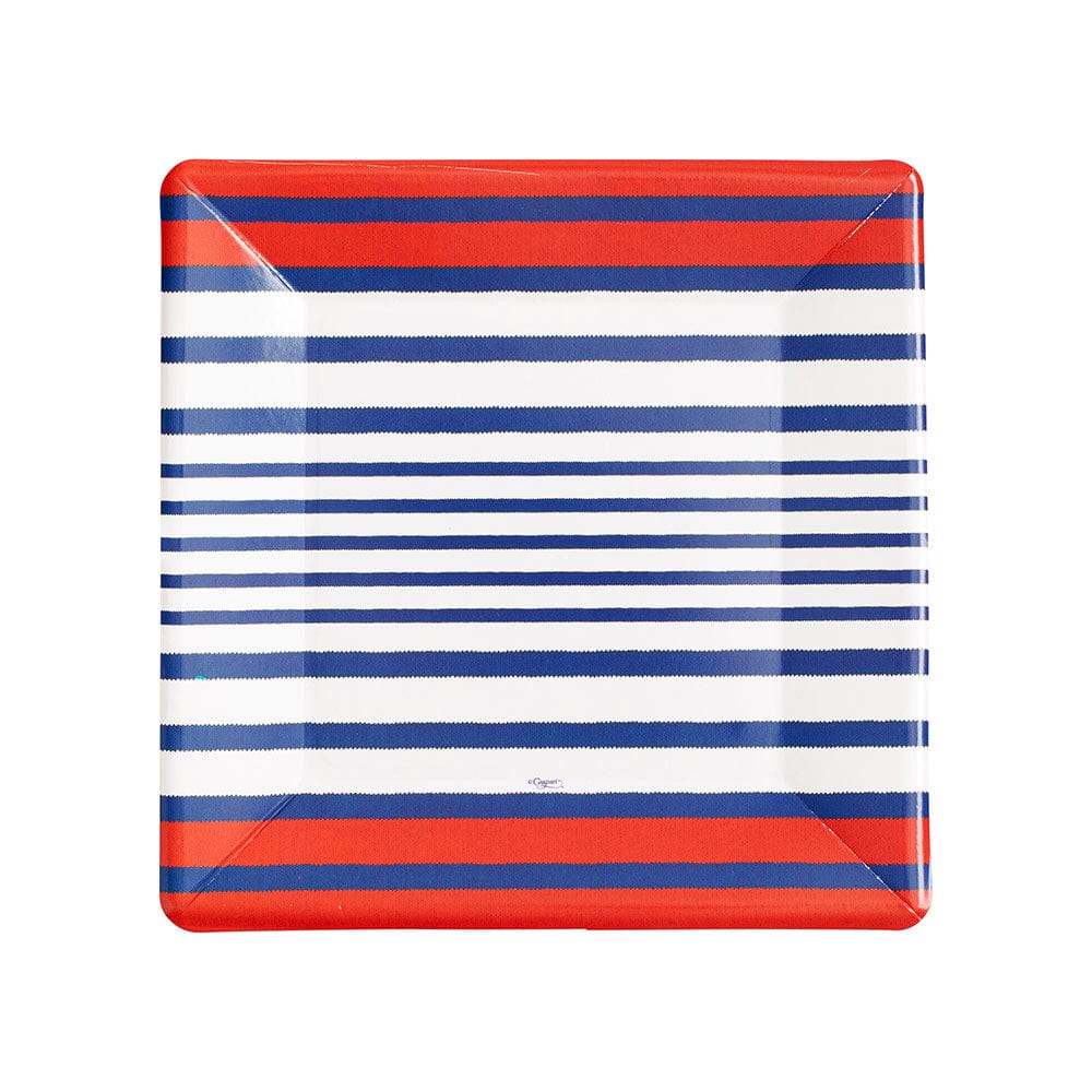 Caspari Breton Stripe Square Salad & Dessert Plates
