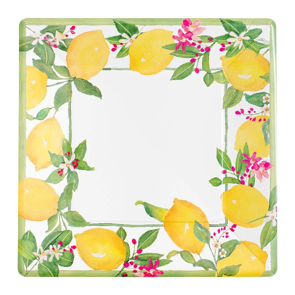Caspari Limoncello Square Dinner Plates