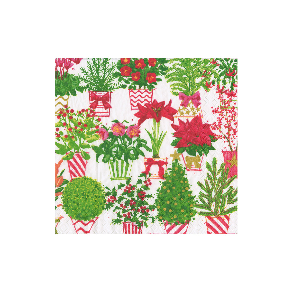 Caspari Christmas Flower Market Cocktail Napkins