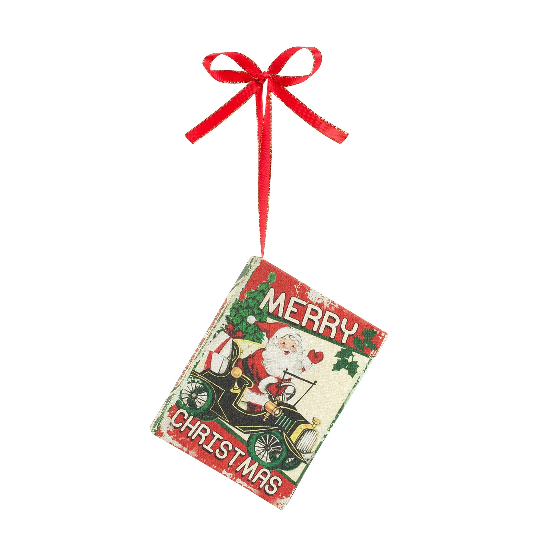 An image of Mr. Christmas Nostalgic Christmas Book Santa Ornament