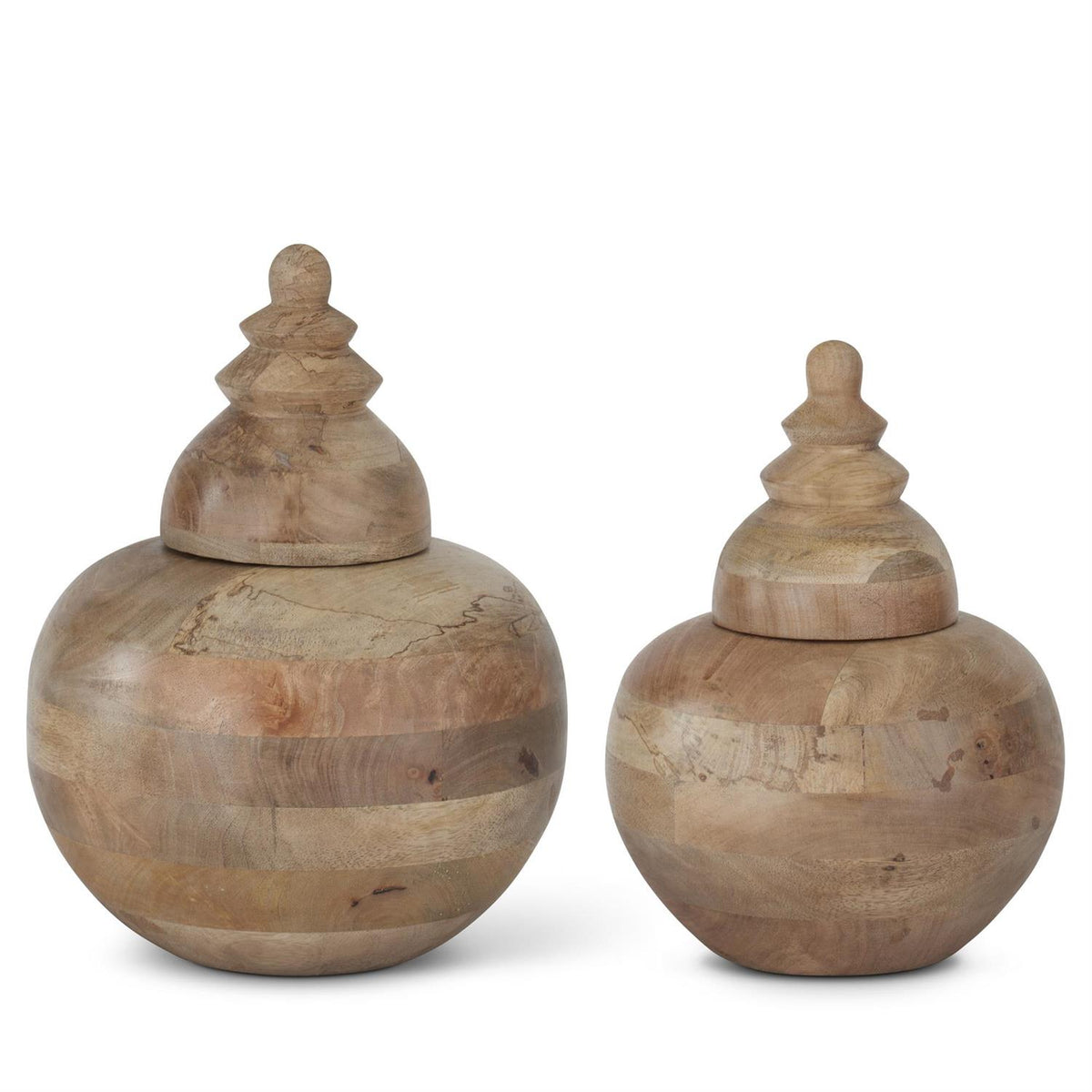 K & K Mango Wood Lidded Containers - Set of 2
