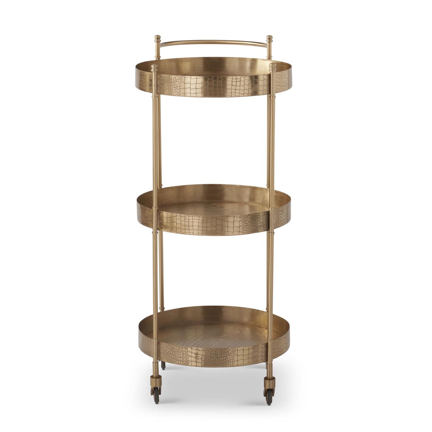 An image of K&K Interiors 37" Gold Metal Alligator Skin Embossed Bar Troll