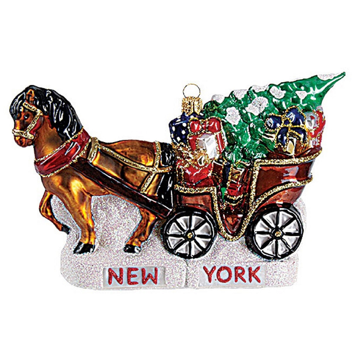 Whitehurst Central Park Carriage with Christmas Tree Ornament