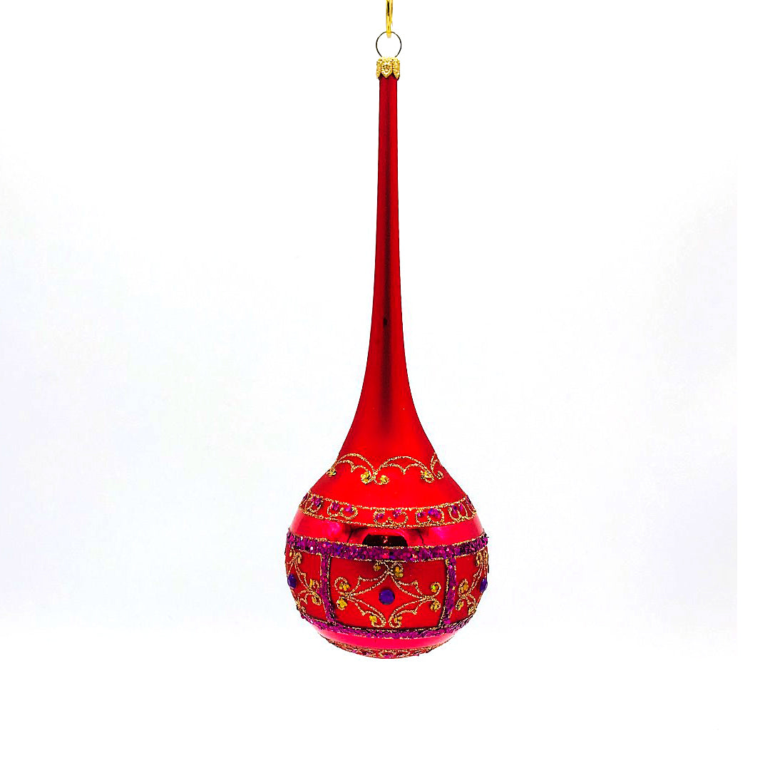 Winter Street Pink Encrusted Tear Drop Ornament