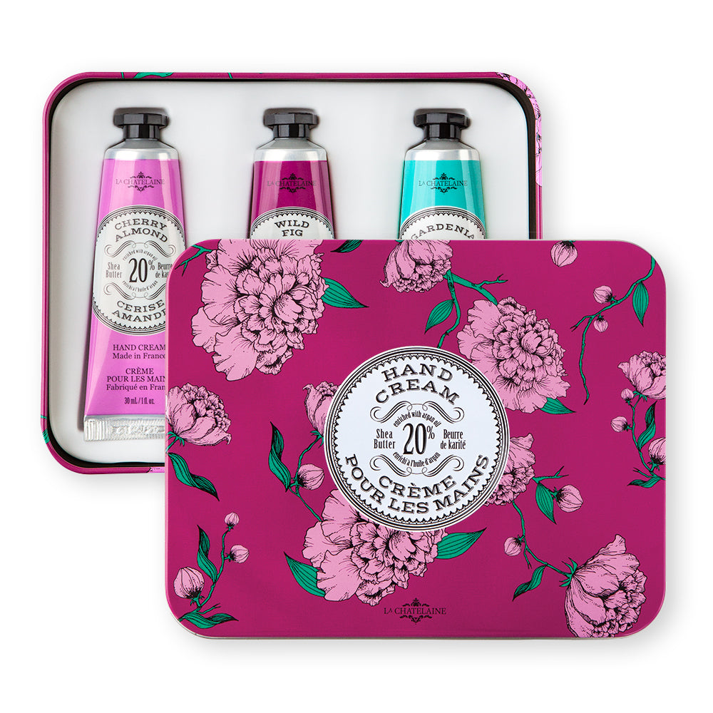 La Chatelaine Hand Cream Trio Gift Set - Cherry Almond, Wild Fig, Gardenia