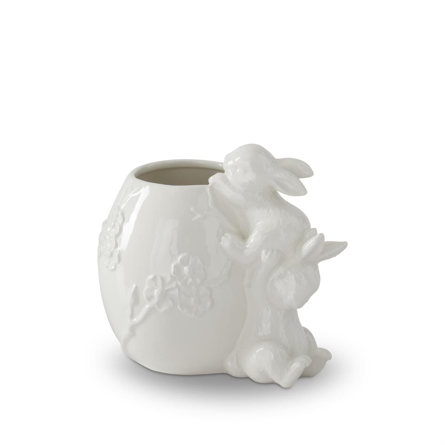 K & K Flower Embossed Egg Container with Easter Bunnies